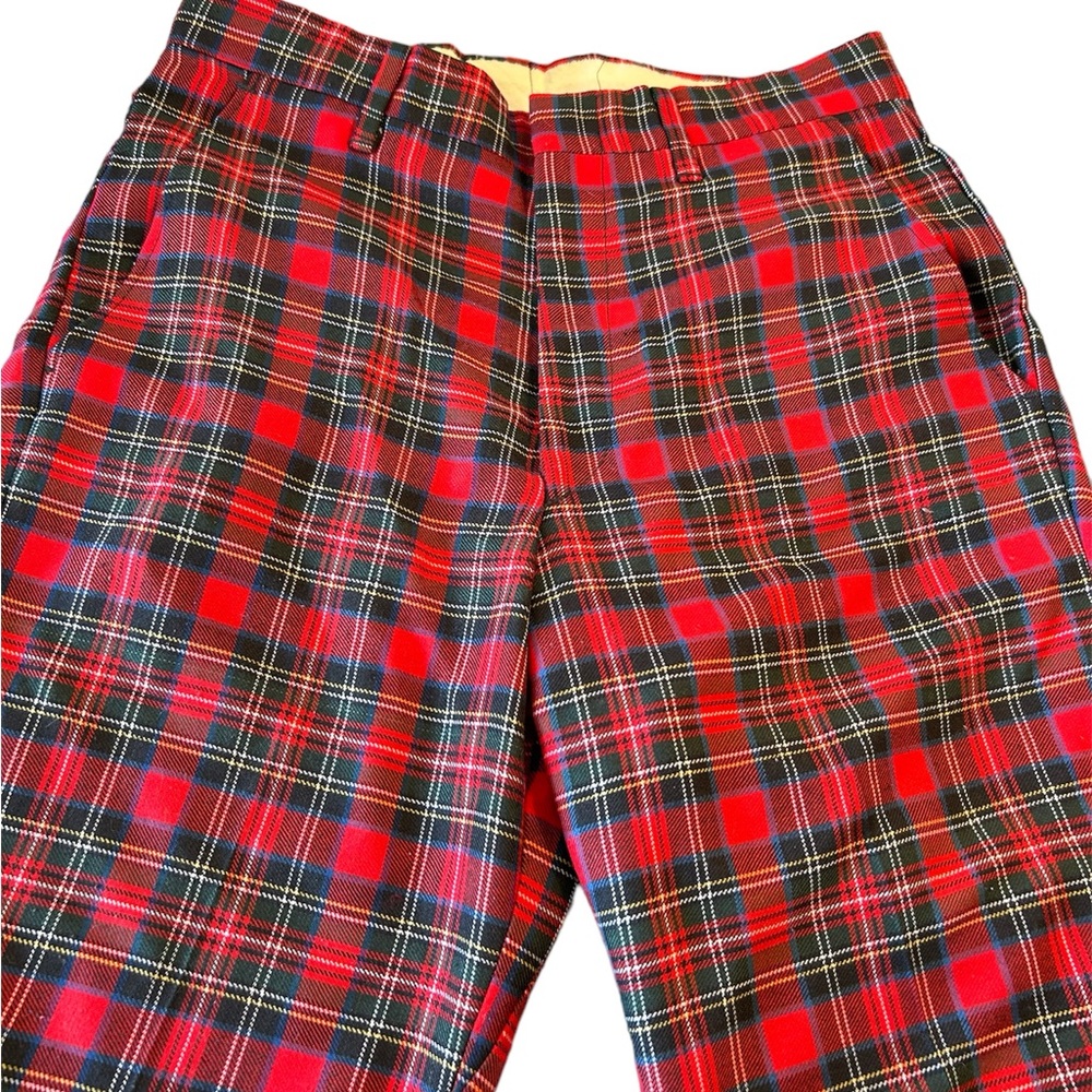 Vintage red plaid pants frayed bottoms